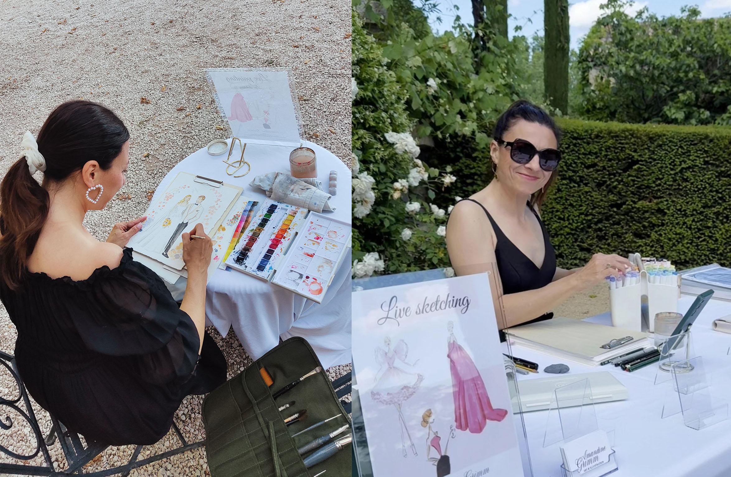 Live illustration sketching wedding france